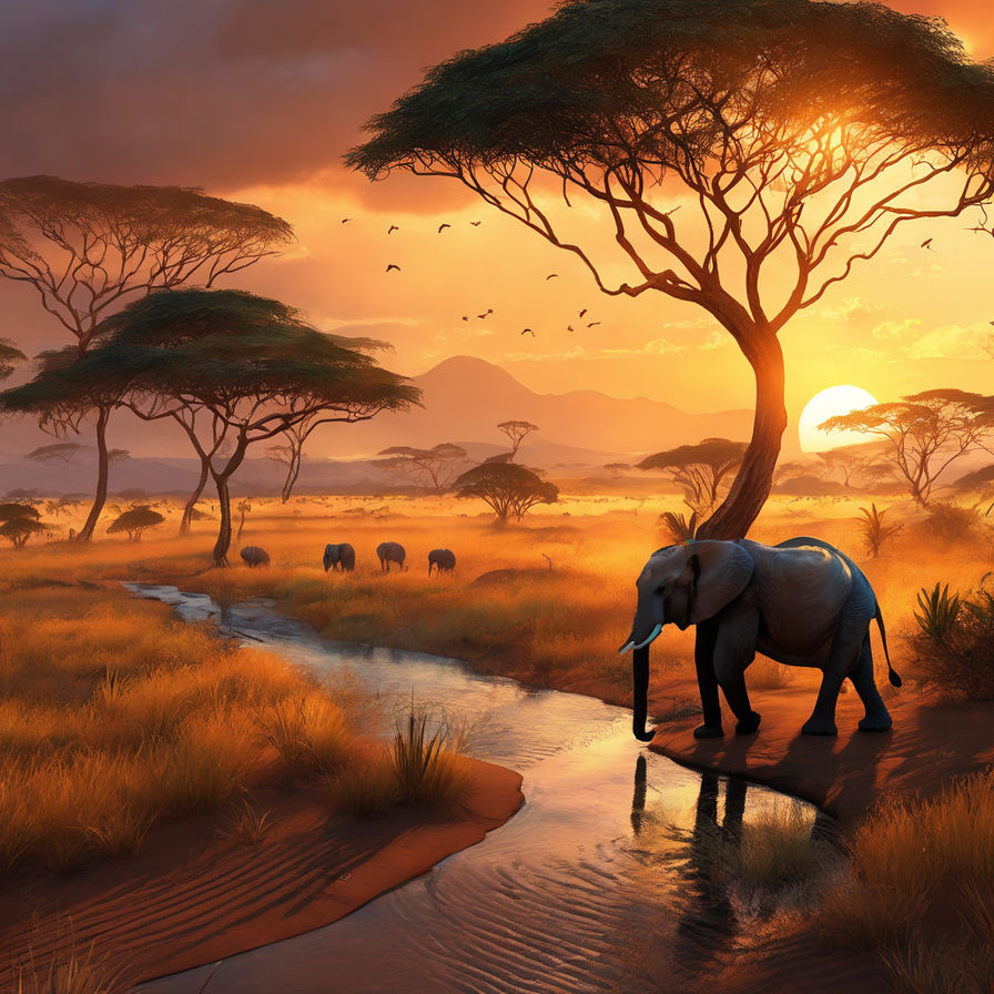 african safari landscape drawing