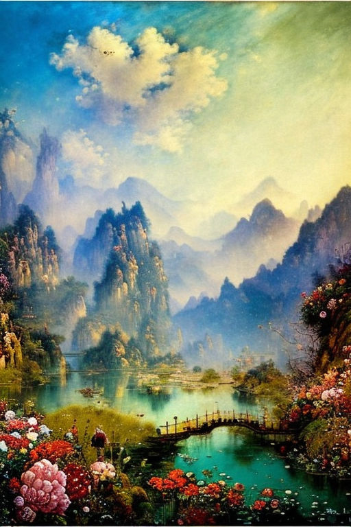 natural scenery painting wallpaper