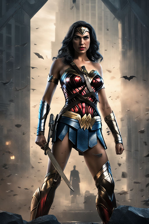 Wonder Woman staat in uitdagende houding · Creative Fabrica