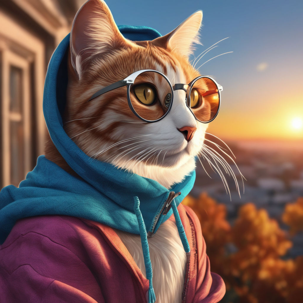 hipster cat drawing