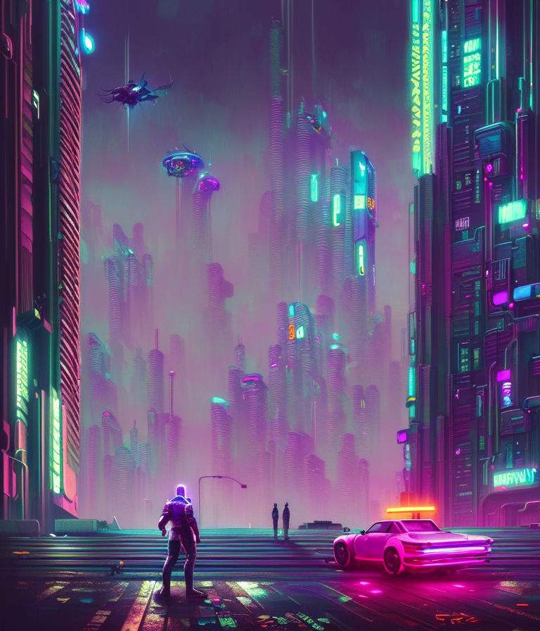 HD wallpaper: cyberpunk, purple, fantasy art, city, fantasy city, concept  art