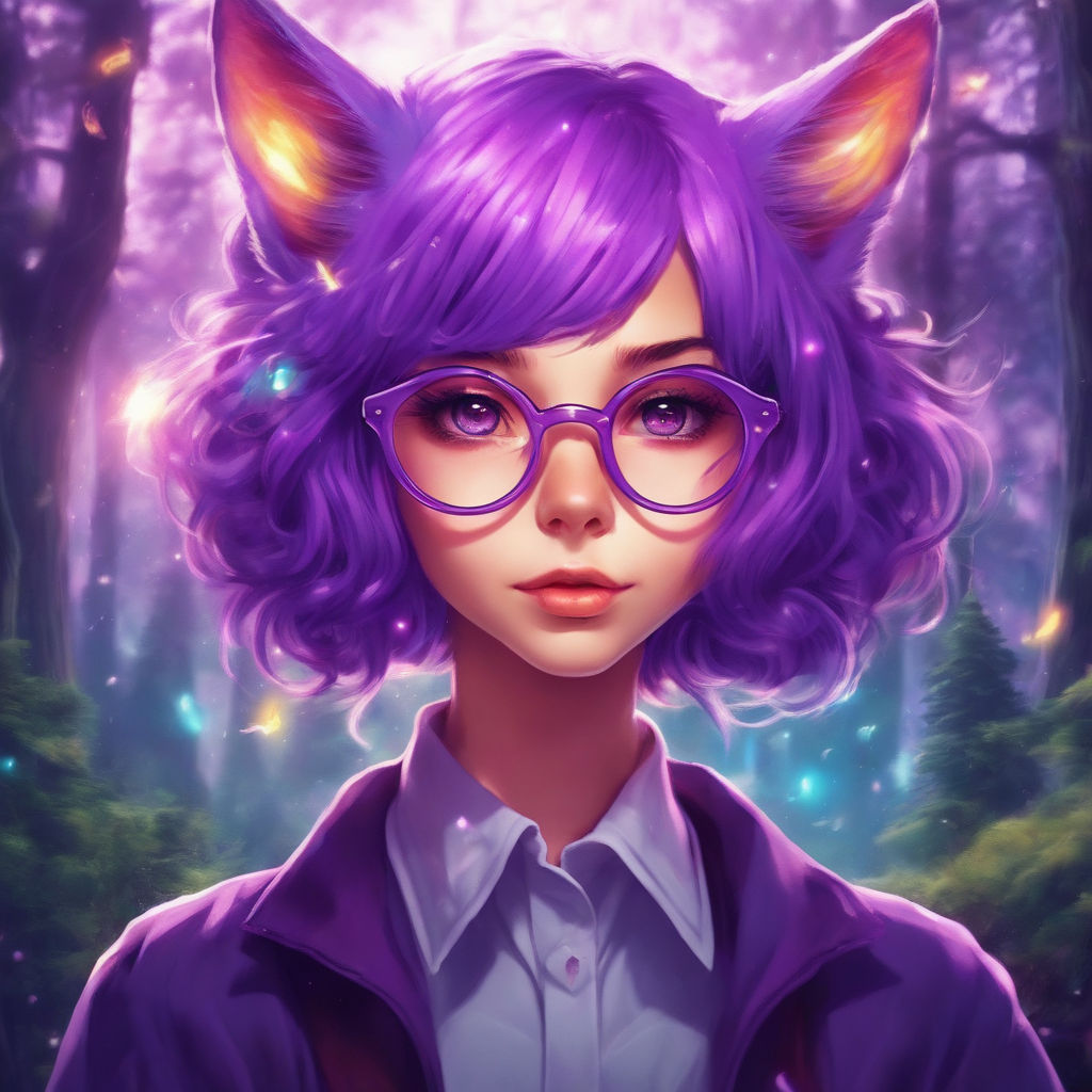 anime girl with purple hair and cat ears