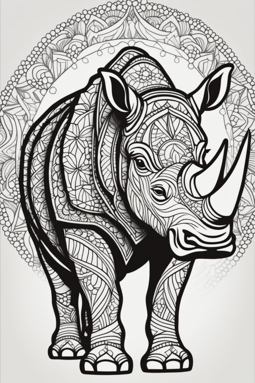 rhino head coloring pages