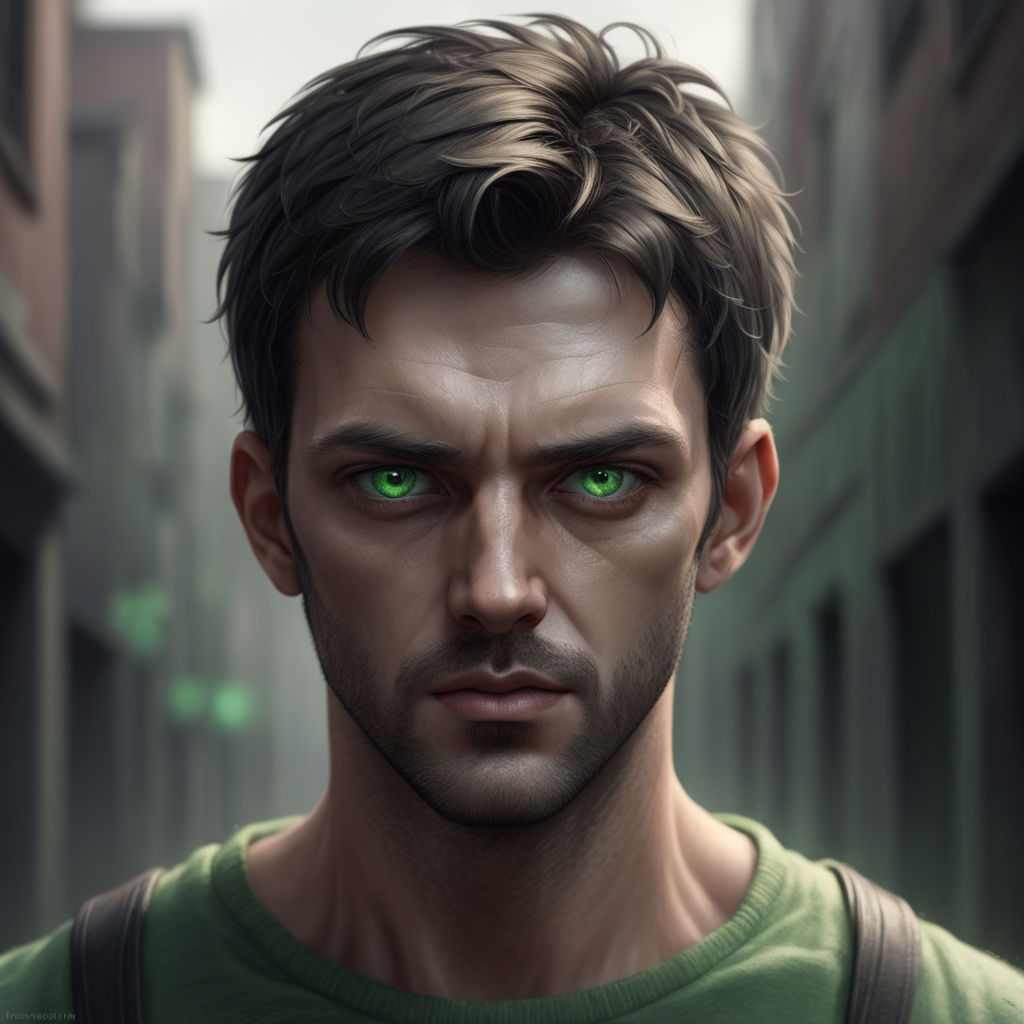 glowing green eyes