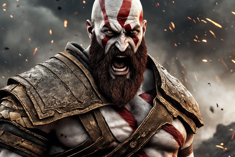 kratos is shouting in his spartan rage type - Playground