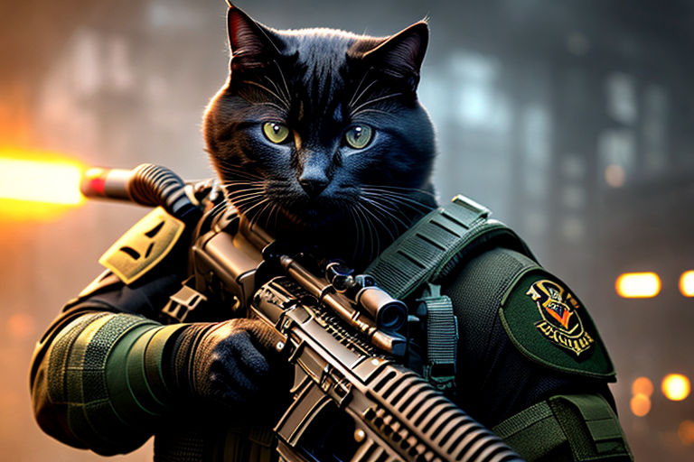 cat with gun wallpaper