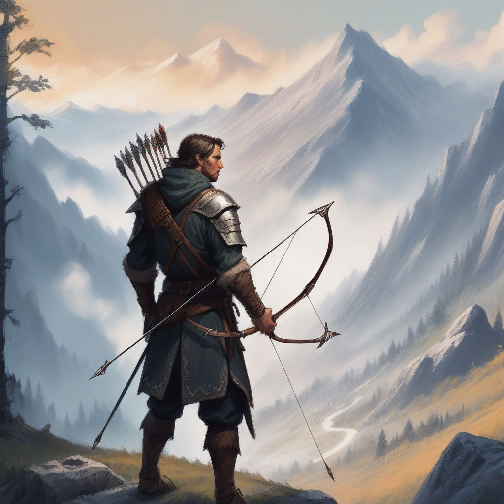 human ranger with longbow