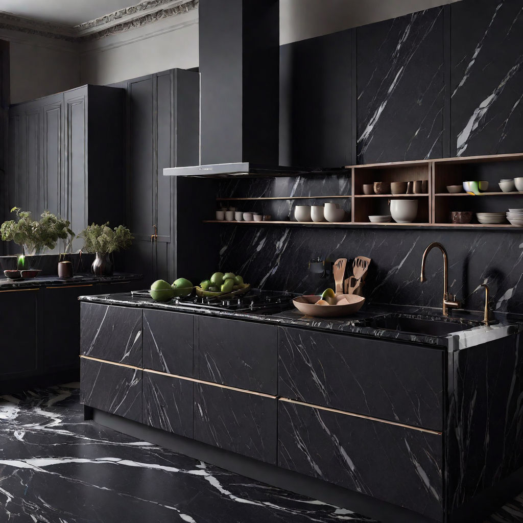 black marble floor kitchen