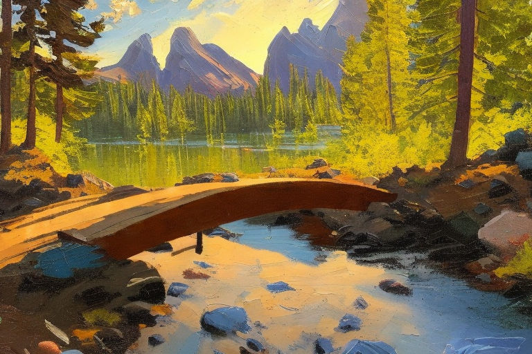 Bob Ross Style Acrylic Painting Landscape With Mountains and Water