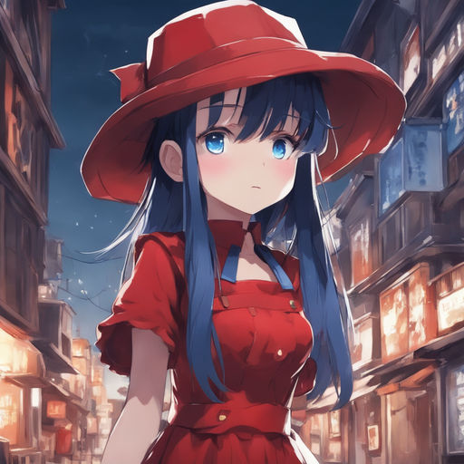 anime girl wearing red dress