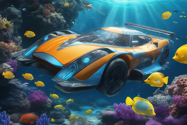 Futuristic swimming supercar without tires - Playground