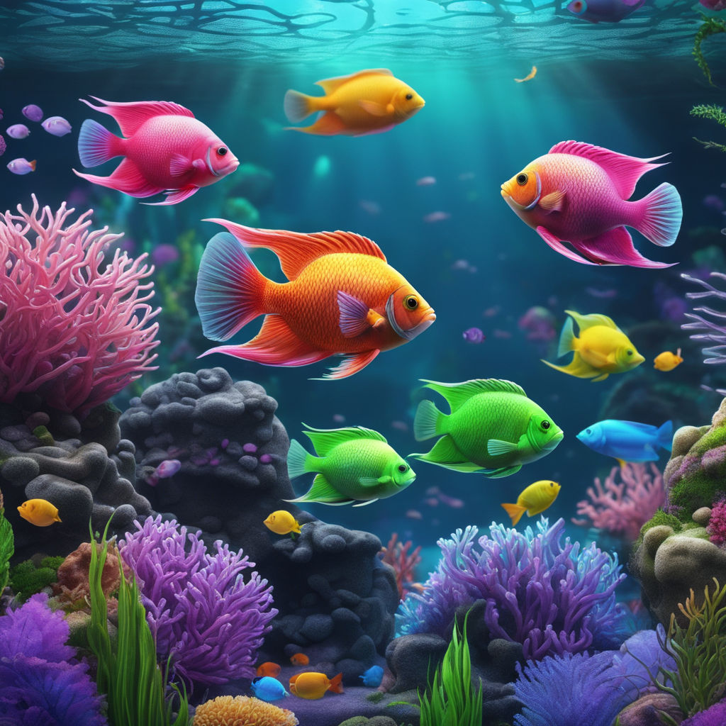 Aquarium, a Realistic Aquarium with Fish and Algae. Watercolor Illustration  of Aquarium with Fish Isolated on White Stock Illustration - Illustration  of fauna, backgroundunderwater: 151165165