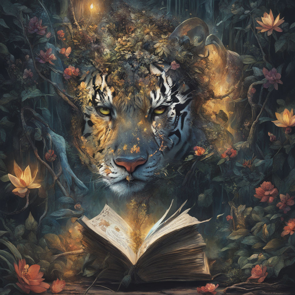 Tiger Fire Tom Wood Fantasy Art Flame Tiger Art Print Tiger Pictures Wall  Decor Tiger Stripe