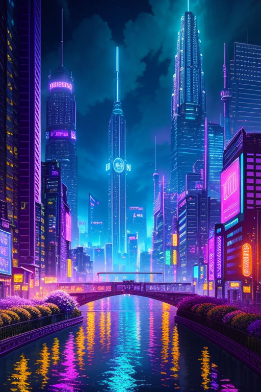 Create a stunning cinematic big anime wallpaper featuring a mesmerizing  futuristic cityscape with towering skyscrapers, vibrant neon lights  illuminating the bustling streets below, and an awe-inspiring anime  protagonist standing confidently at the