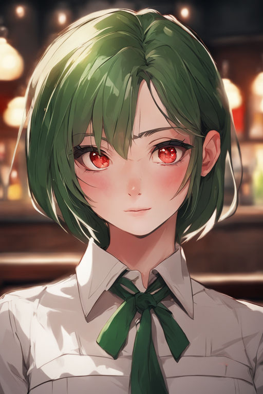 anime girl with green hair