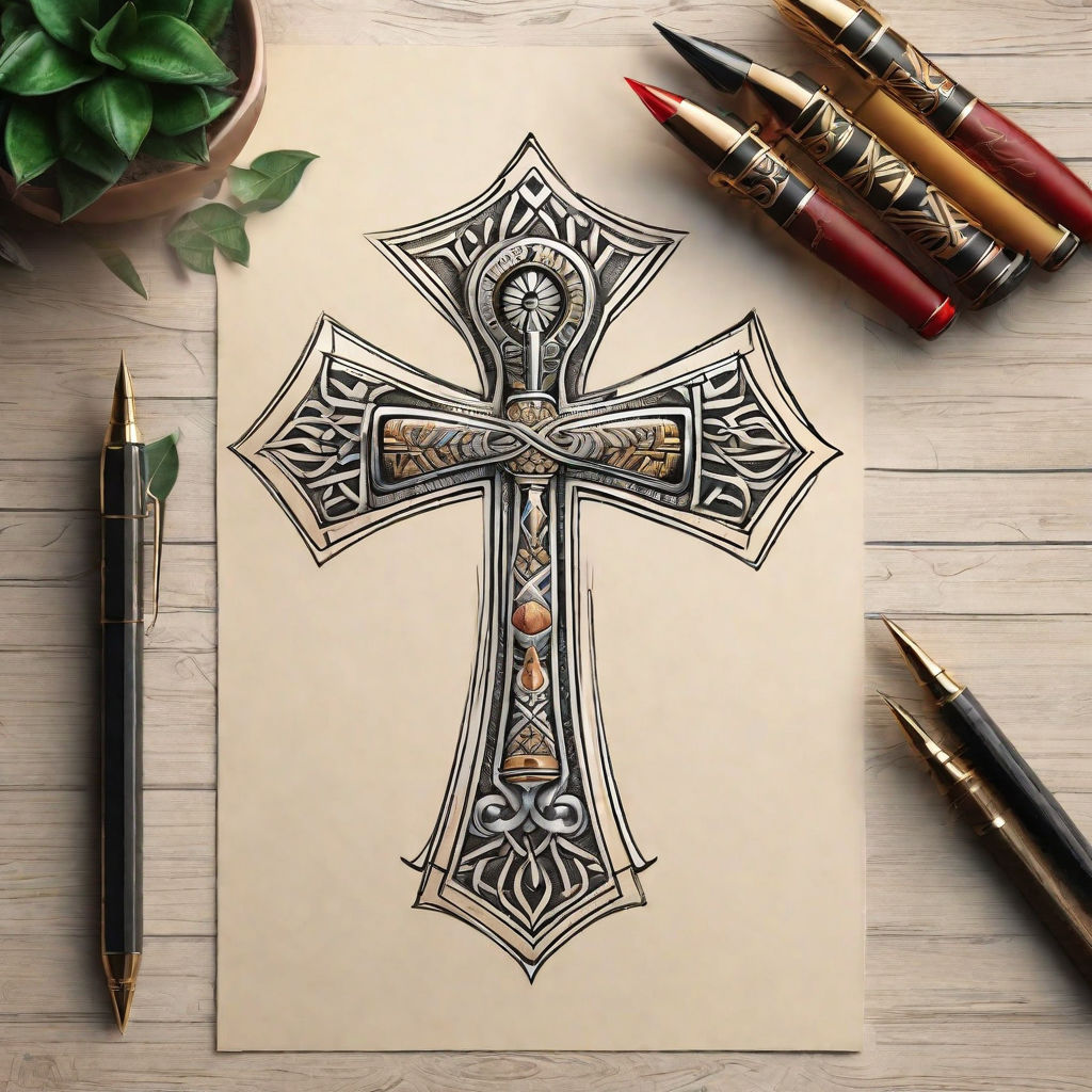 Flower Cross Temporary Tattoo / Religious Tattoo - Etsy
