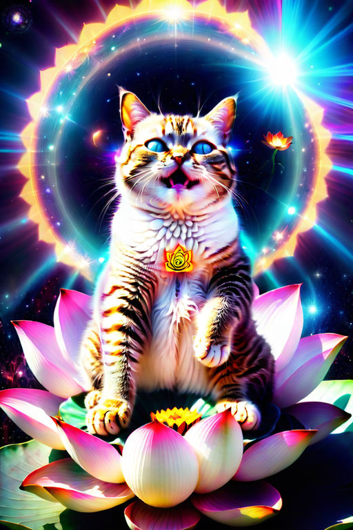 psychedelic cute cat does yoga - Playground