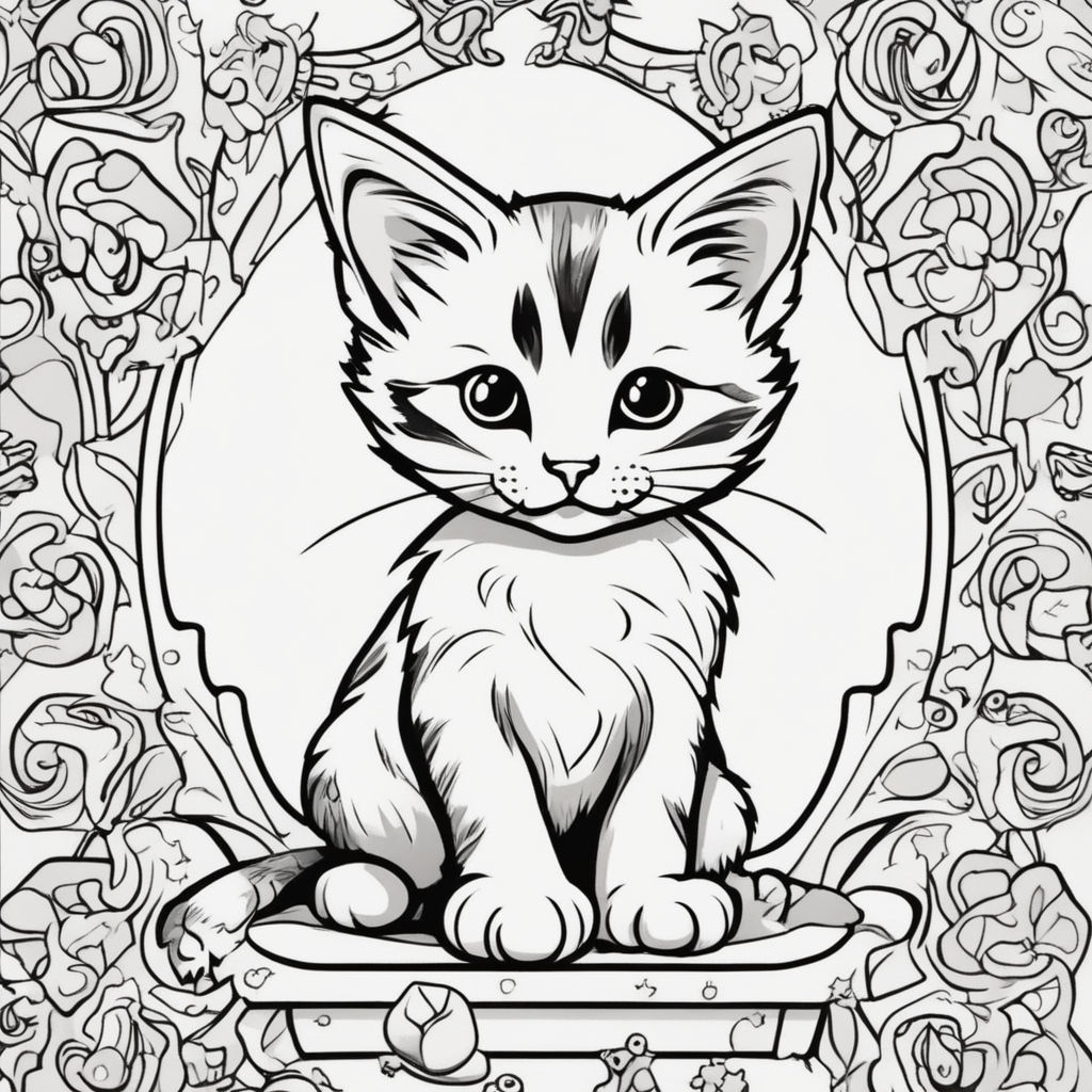 Coloring page outline of cartoon Colorful printable Cute cat