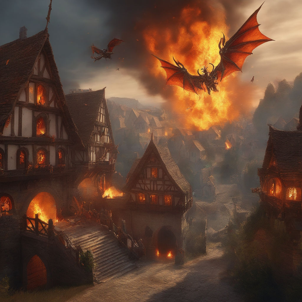 dragon burning castle