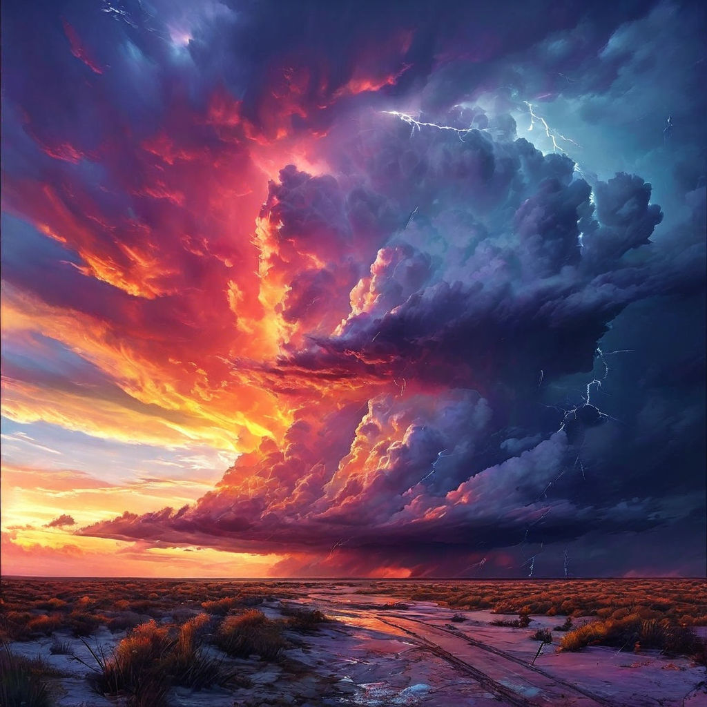 Colorful sky concept. Stunning sunset with vibrant twilight sky and clouds   – MasterBundles