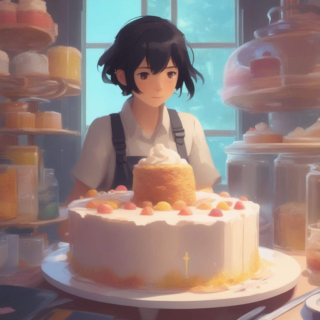 anime eating cake