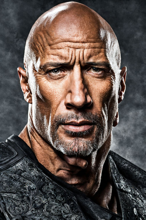 portrait of Dwayne thé rock Johnson with his eyebrow, Stable Diffusion