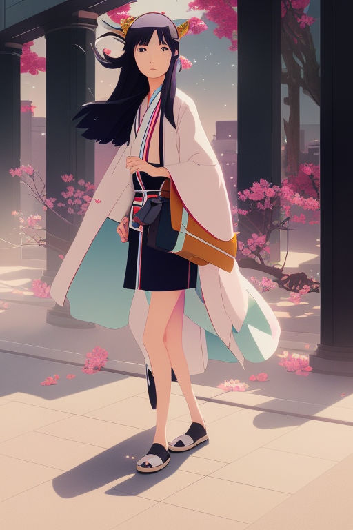 anime girl fighting kimono