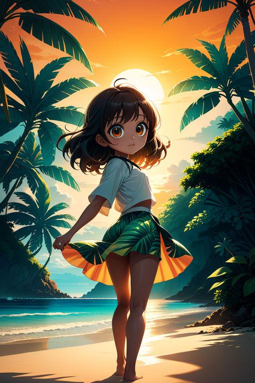 anime woman wearing black tight booty shorts and white string top shirt at  the beach detailed beautiful booty cheeks 4k detailed quality manga comic  movie scene Japanese Cartoon Art Styles Conceptual character