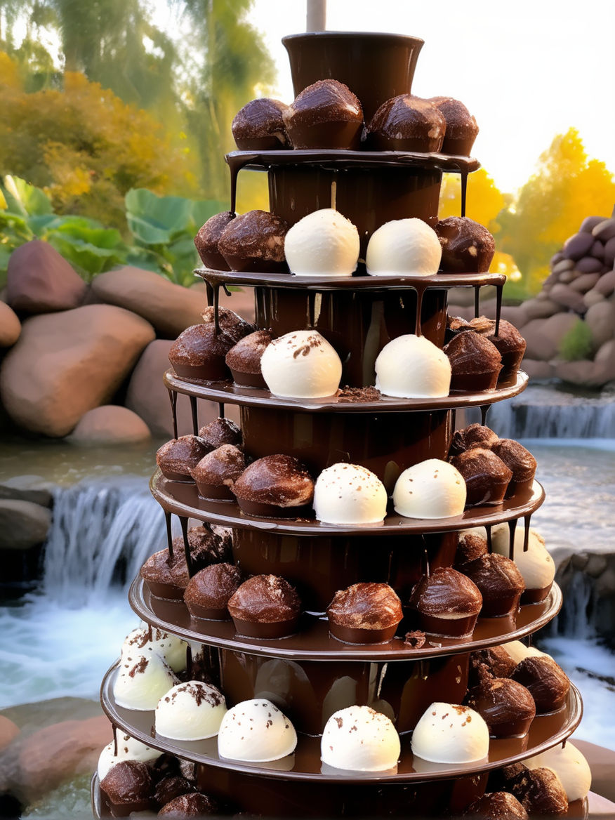 Chocolate Vanilla Fountain Cake Delivery Rohini Delhi Noida Gurgaon, Order  Birthday Cakes Online