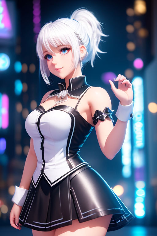 Anime girl with short messy white hair