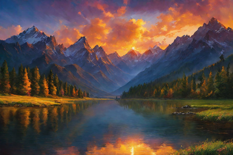 Bob Ross Wet-on-Wet Oil Painting: Magical Mountains