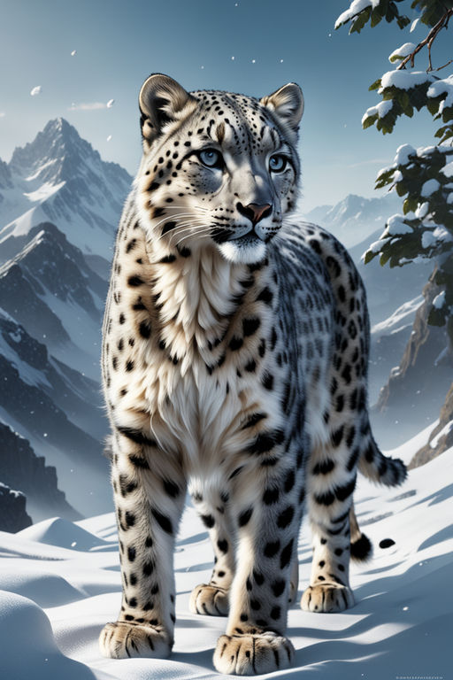 Premium AI Image  Regal snow leopard camouflaged in the mountains wallpaper  for the phone