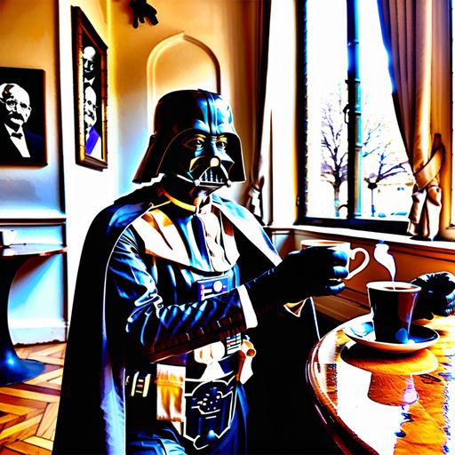 darth vader sitting alone drinking tea - Playground