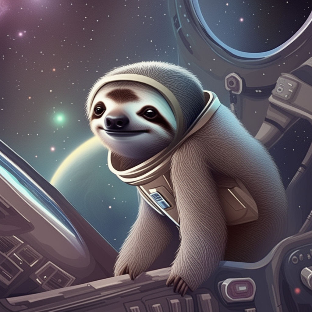 sloth wearing a space suit