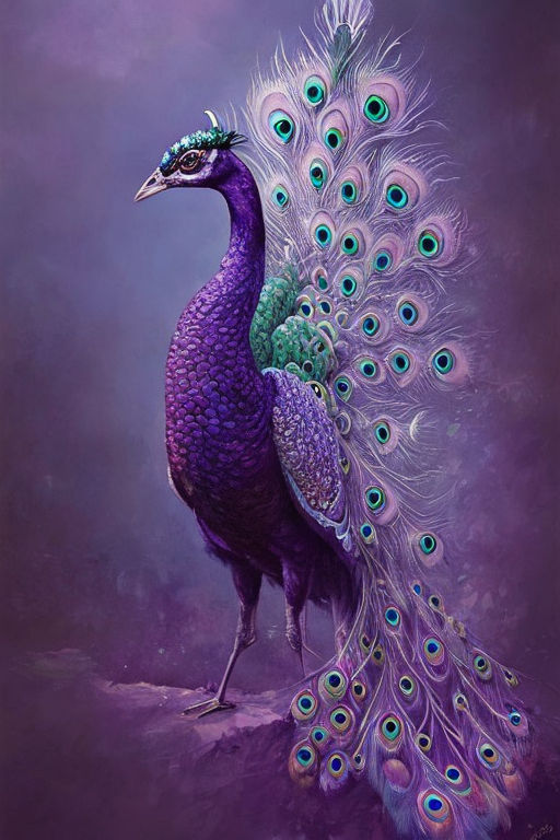 purple peacock feather drawing