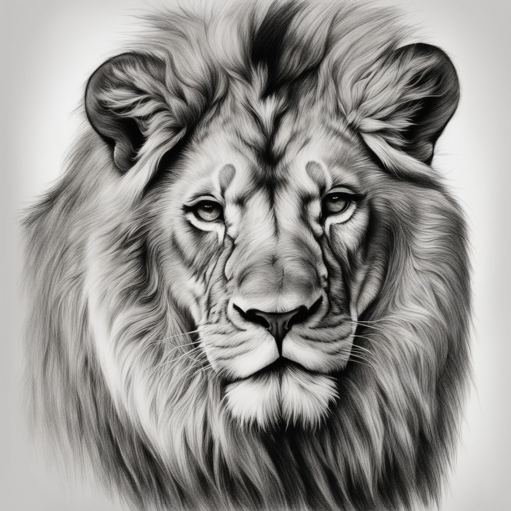 lion pencil drawing outline