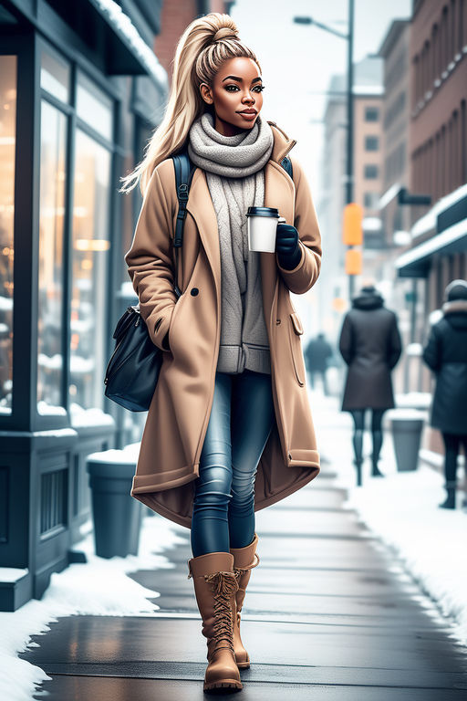 African American Woman in Winter Clothes