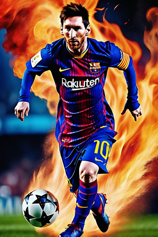 Download Lionel Messi brings the heat as he unleashes a fiery orange flame!  Wallpaper