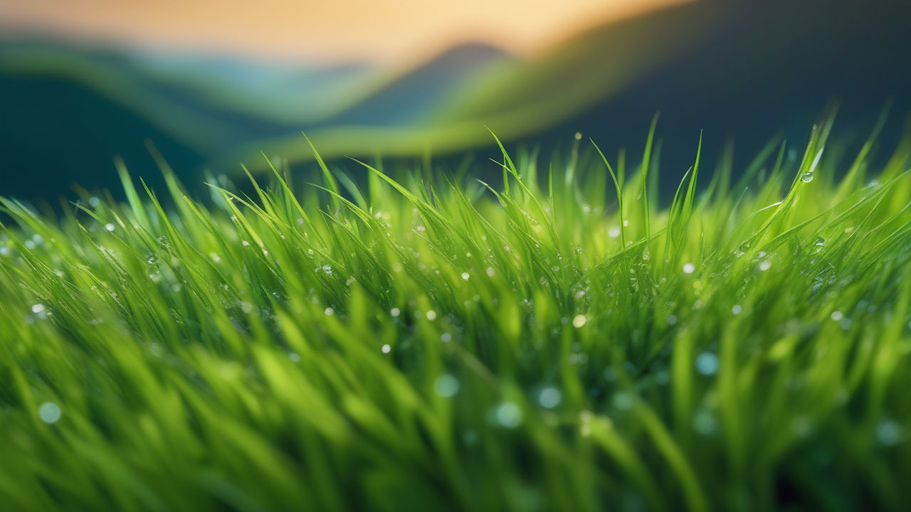 Green grass lawn isolated on a white background. Perfectly smooth lawn  close-up Stock Photo