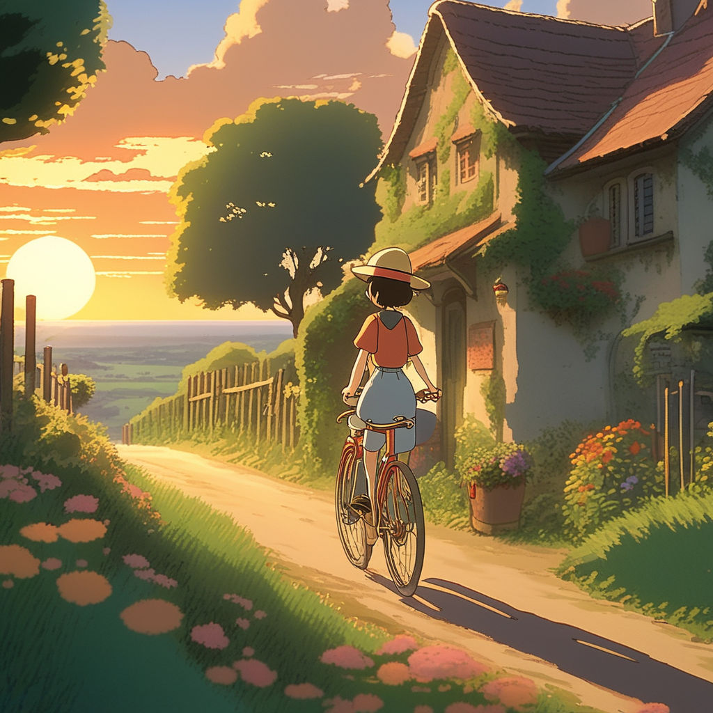 illustration in the style of miyazaki anime/ billede