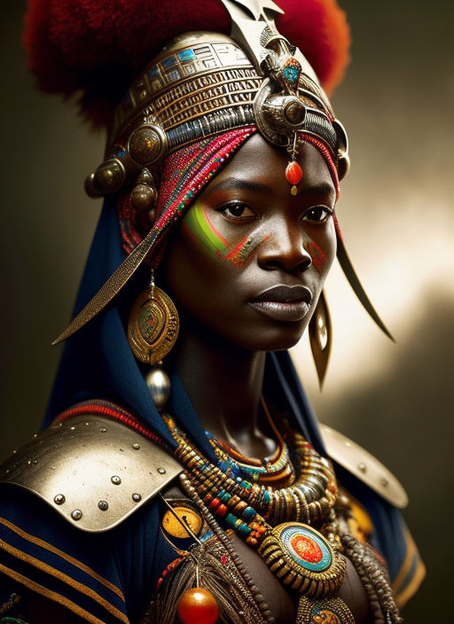 a tribal warrior in the forest, african. By Makoto