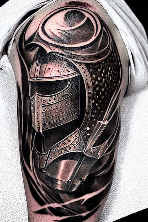 Tattoo uploaded by JenTheRipper  Poetic tattoo by Jamie Luna JamieLuna  blackwork rose knight helmet  Tattoodo