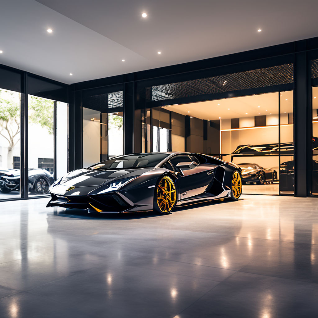 Opulent Mansion & Lamborghini Aventador, Luxe Lifestyle Showcase, AI Art  Generator