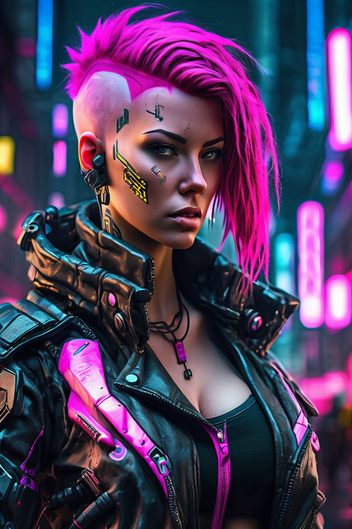 Beautiful girl cyberpunk fantasy art wallpaper background 