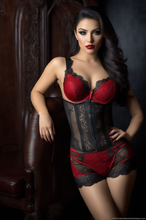 flaunting Triumph lingerie with red and black lace - Playground