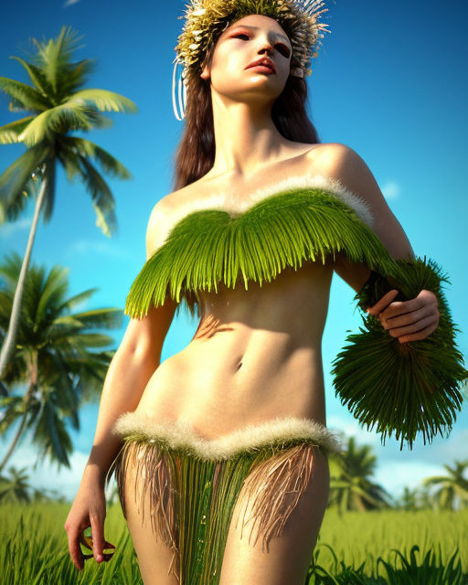 grass skirts and she is wearing a grass skirt and bikini top - Playground