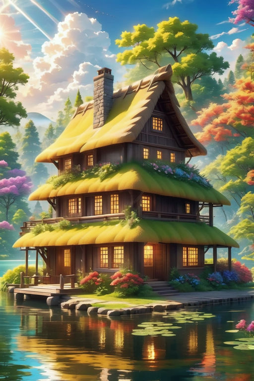 Studio ghibli style country cottage