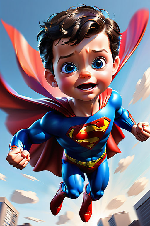 Boy dressed as a superman flying Stock Photo - Alamy