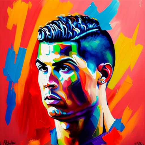 Cristiano Ronaldo dissolving into colorful liquid oil paint