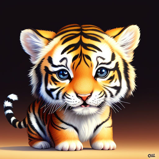 adorable cutie baby tiger with huge eyes acrtoon, hyperealistic, kawaii,  watercolor, savanah background - AI Generated Artwork - NightCafe Creator